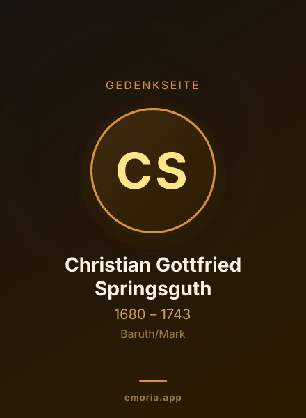 Gedenkportrait von Christian Gottfried Springsguth