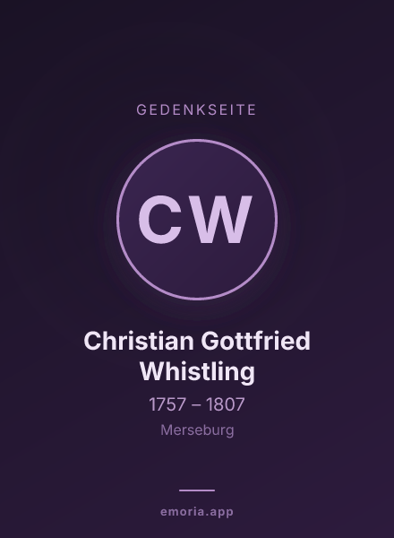 Gedenkportrait von Christian Gottfried Whistling