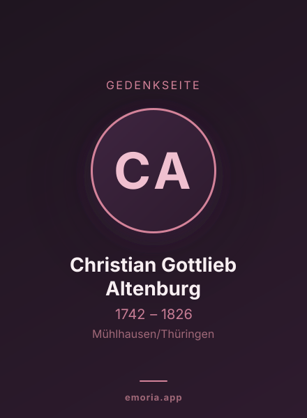 Gedenkportrait von Christian Gottlieb Altenburg