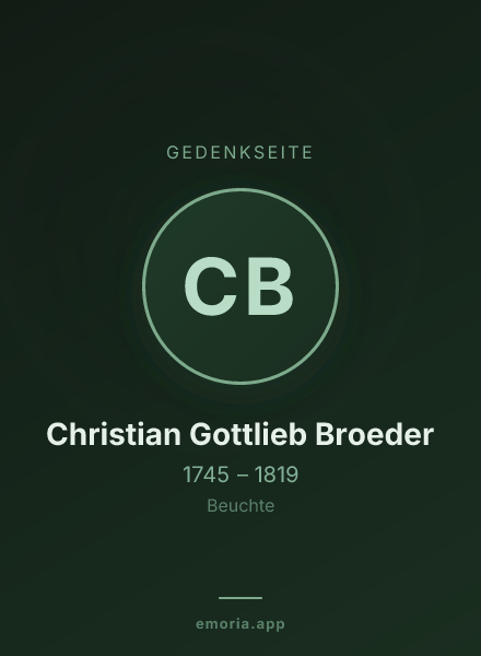 Gedenkportrait von Christian Gottlieb Broeder