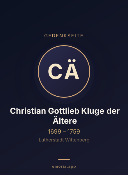 Gedenkportrait von Christian Gottlieb Kluge der Ältere