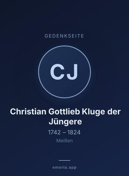 Gedenkportrait von Christian Gottlieb Kluge der Jüngere