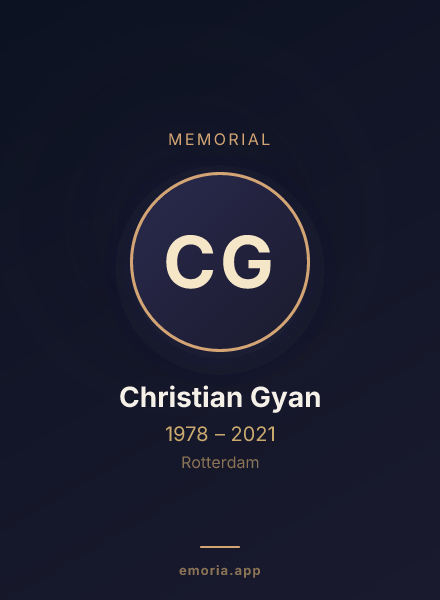 Memorial portrait of Christian Gyan