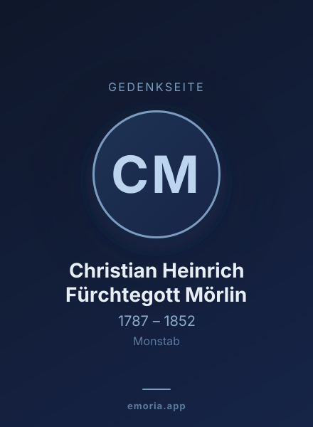 Gedenkportrait von Christian Heinrich Fürchtegott Mörlin