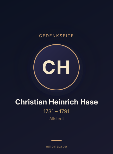 Gedenkportrait von Christian Heinrich Hase
