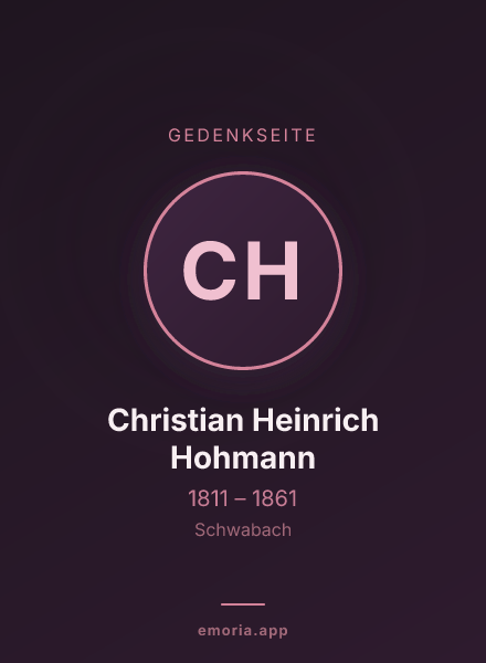Gedenkportrait von Christian Heinrich Hohmann