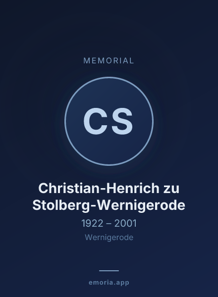 Memorial portrait of Christian-Henrich zu Stolberg-Wernigerode