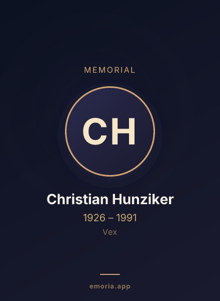 Memorial portrait of Christian Hunziker