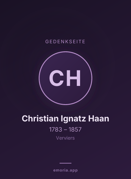 Gedenkportrait von Christian Ignatz Haan