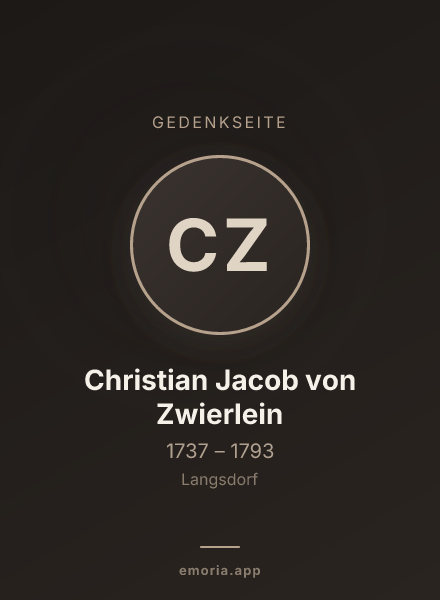 Gedenkportrait von Christian Jacob von Zwierlein