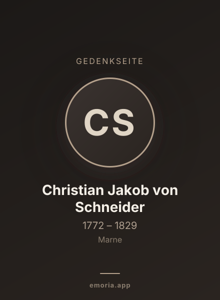 Gedenkportrait von Christian Jakob von Schneider