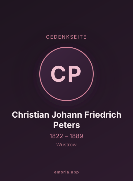 Gedenkportrait von Christian Johann Friedrich Peters
