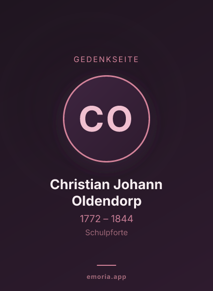 Gedenkportrait von Christian Johann Oldendorp