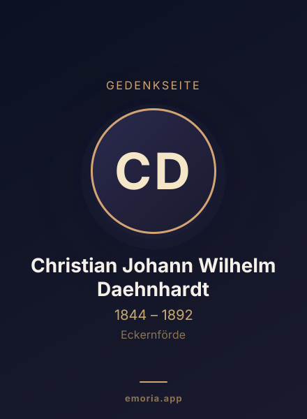 Gedenkportrait von Christian Johann Wilhelm Daehnhardt