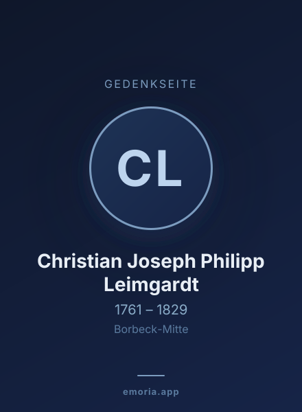 Gedenkportrait von Christian Joseph Philipp Leimgardt
