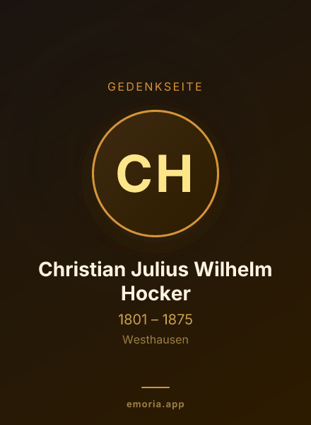 Gedenkportrait von Christian Julius Wilhelm Hocker