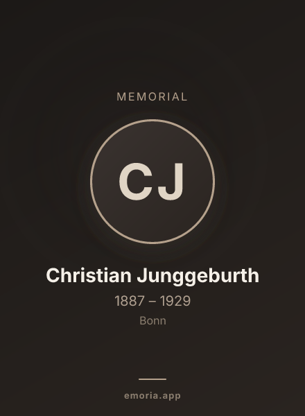 Memorial portrait of Christian Junggeburth