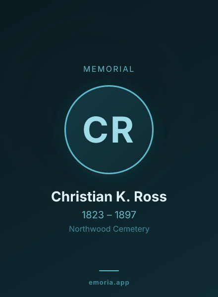 Memorial portrait of Christian K. Ross