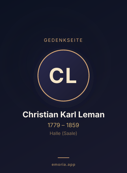 Gedenkportrait von Christian Karl Leman