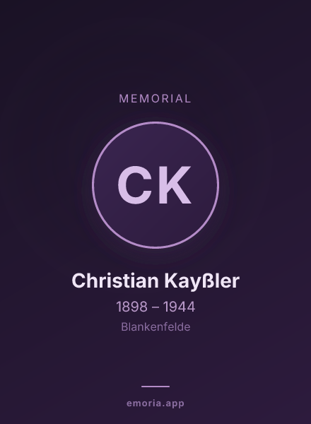 Memorial portrait of Christian Kayßler