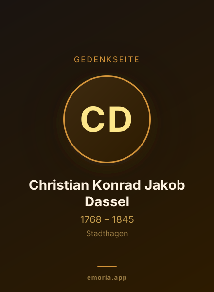 Gedenkportrait von Christian Konrad Jakob Dassel