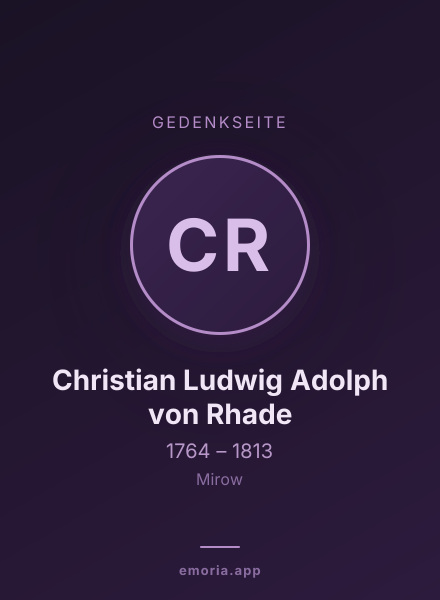 Gedenkportrait von Christian Ludwig Adolph von Rhade