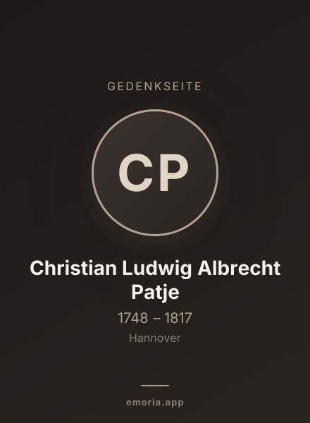 Gedenkportrait von Christian Ludwig Albrecht Patje
