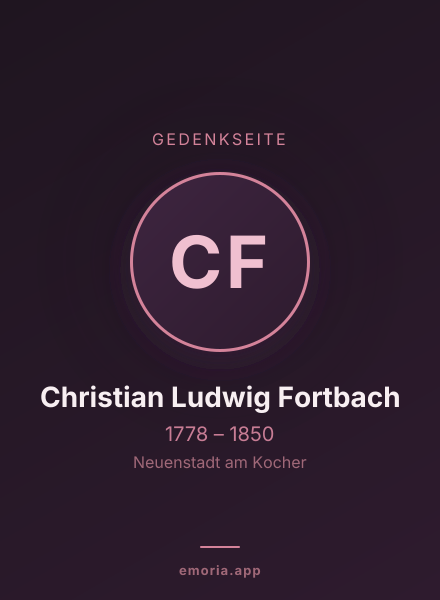 Gedenkportrait von Christian Ludwig Fortbach