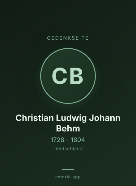 Gedenkportrait von Christian Ludwig Johann Behm