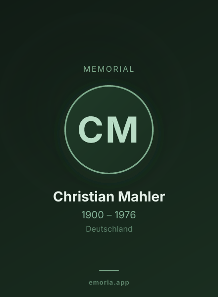 Memorial portrait of Christian Mahler