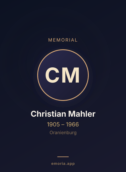 Memorial portrait of Christian Mahler