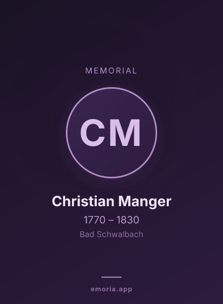 Memorial portrait of Christian Manger