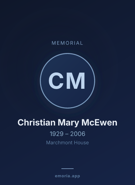 Memorial portrait of Christian Mary McEwen