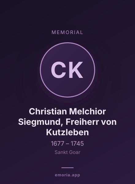 Memorial portrait of Christian Melchior Siegmund, Freiherr von Kutzleben