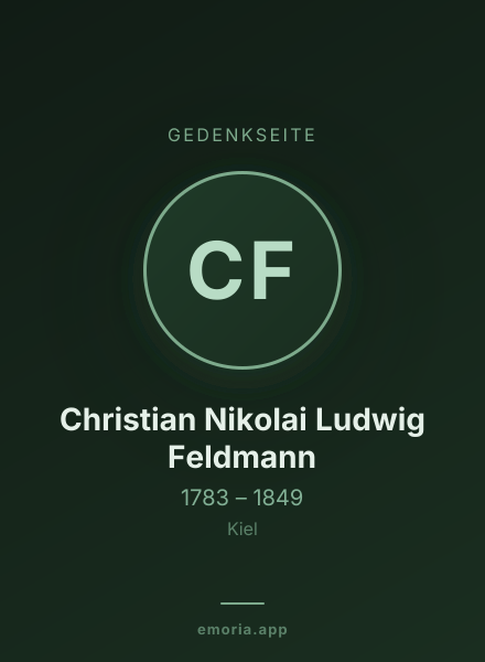 Gedenkportrait von Christian Nikolai Ludwig Feldmann