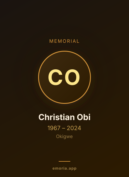 Memorial portrait of Christian Obi