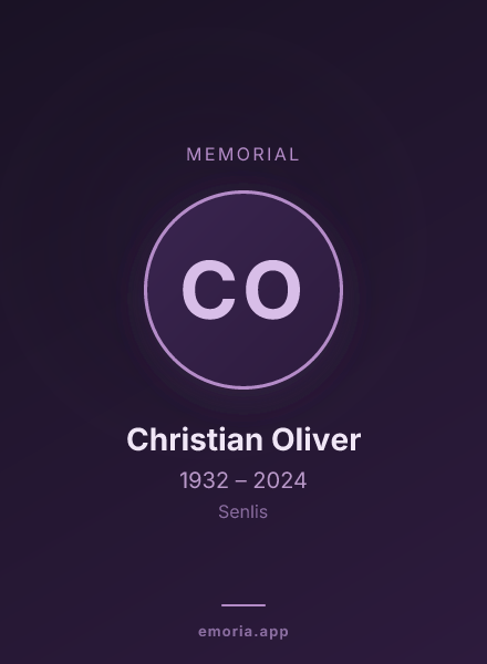 Memorial portrait of Christian Oliver