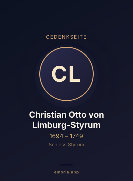 Gedenkportrait von Christian Otto von Limburg-Styrum