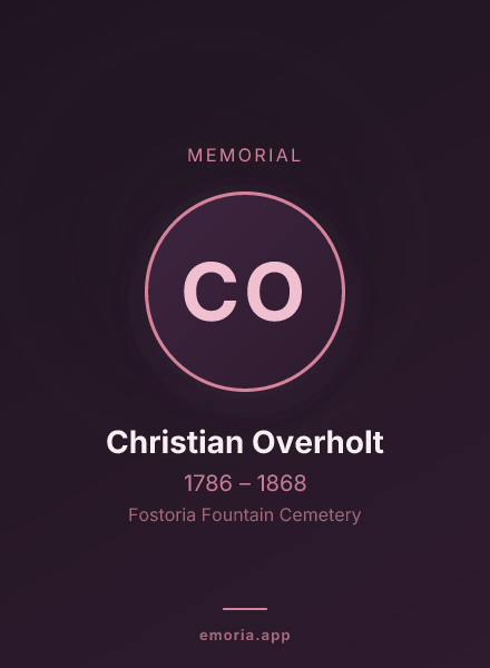 Memorial portrait of Christian Overholt