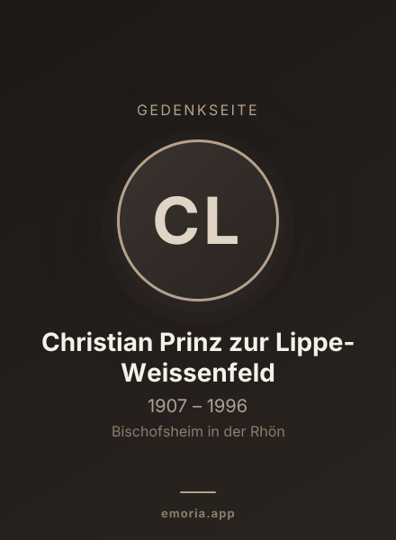 Gedenkportrait von Christian Prinz zur Lippe-Weissenfeld