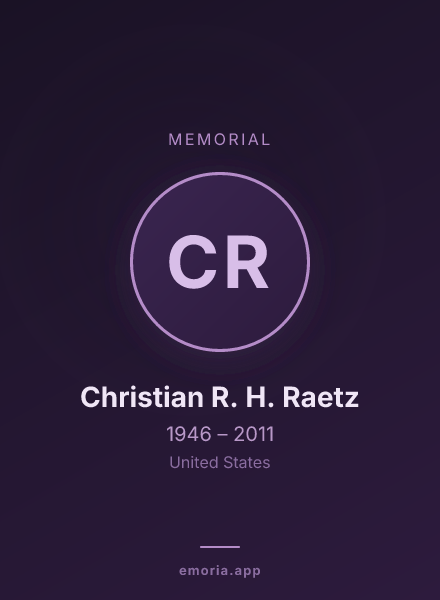 Memorial portrait of Christian R. H. Raetz