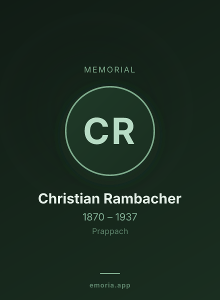 Memorial portrait of Christian Rambacher