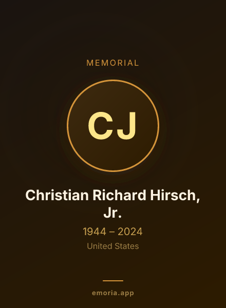 Memorial portrait of Christian Richard Hirsch, Jr.