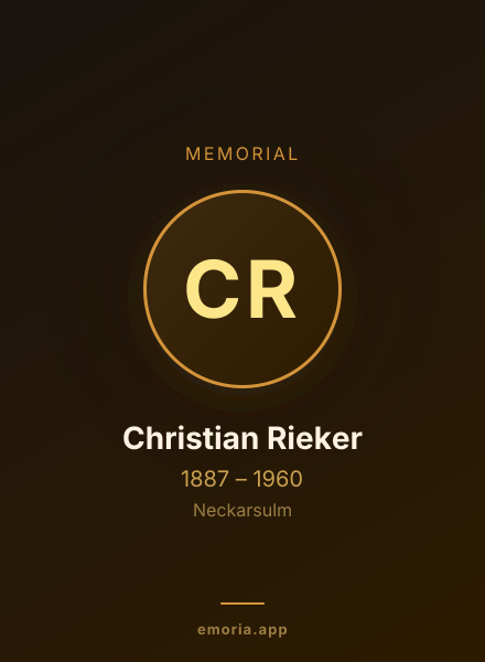Memorial portrait of Christian Rieker