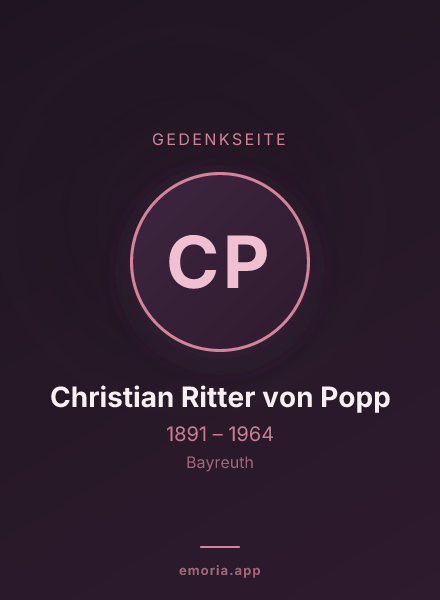 Gedenkportrait von Christian Ritter von Popp