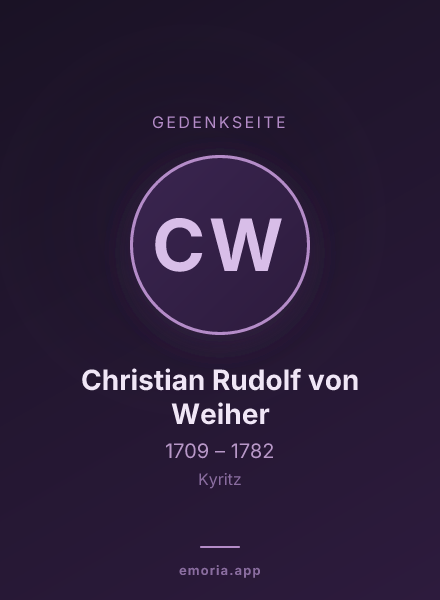 Gedenkportrait von Christian Rudolf von Weiher