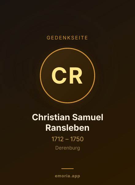Gedenkportrait von Christian Samuel Ransleben