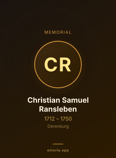 Memorial portrait of Christian Samuel Ransleben