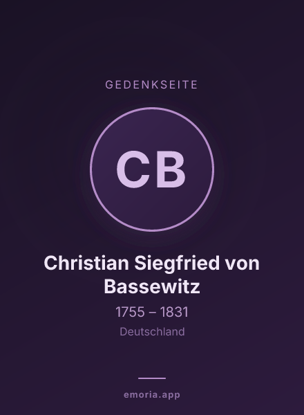 Gedenkportrait von Christian Siegfried von Bassewitz