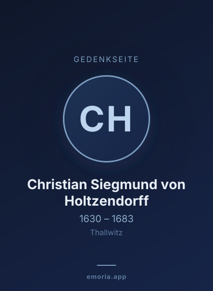 Gedenkportrait von Christian Siegmund von Holtzendorff